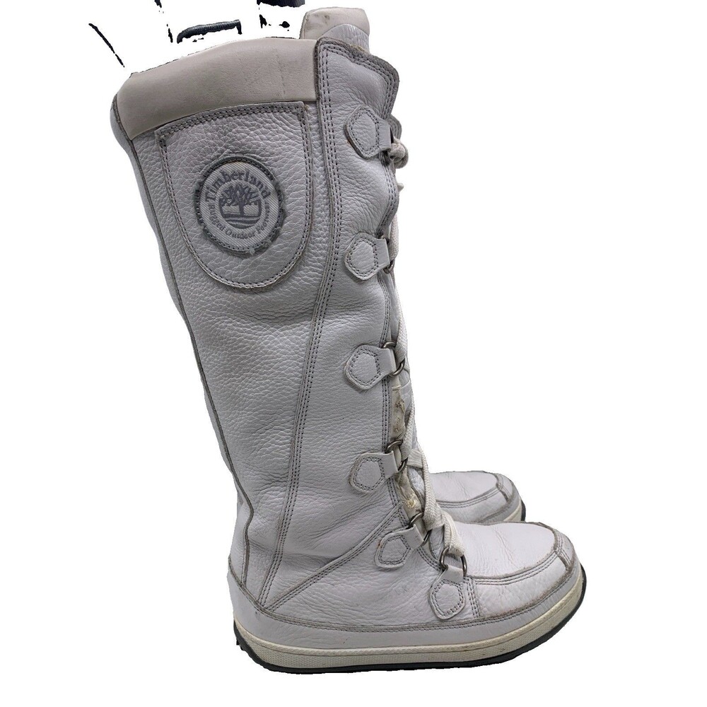 Timberland Mukluk Tall Leather Boots White Women’s Sz US 7.5 Winter Snow Rare